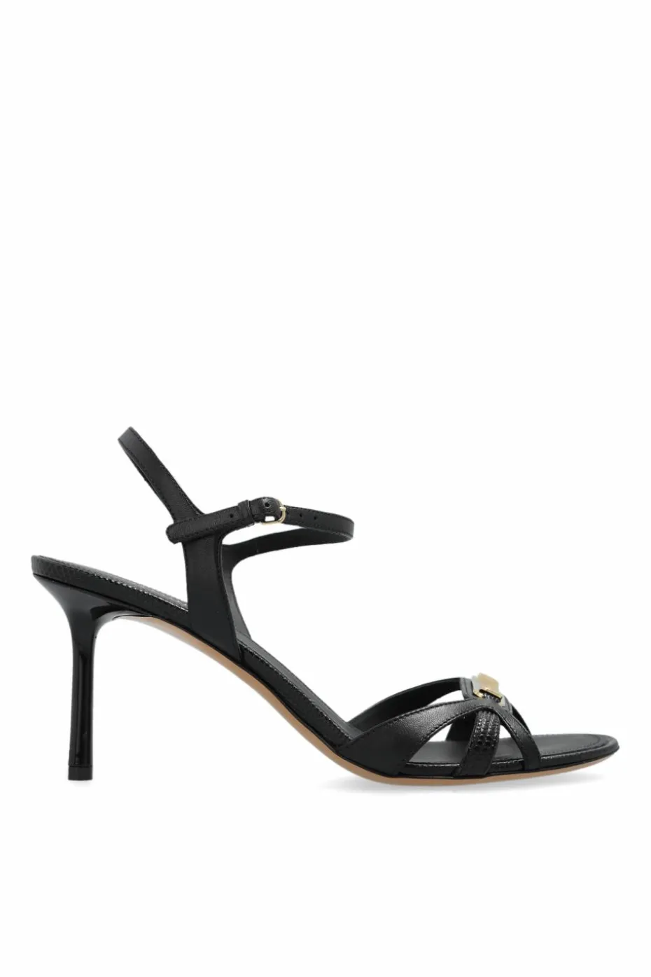 FERRAGAMO CZARNY Sandały na obcasie `Dasy`