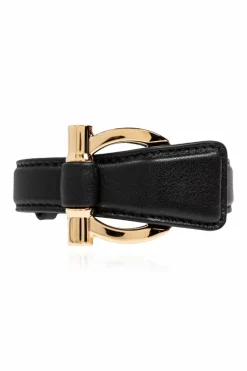 FERRAGAMO CZARNY Skórzana bransoleta
