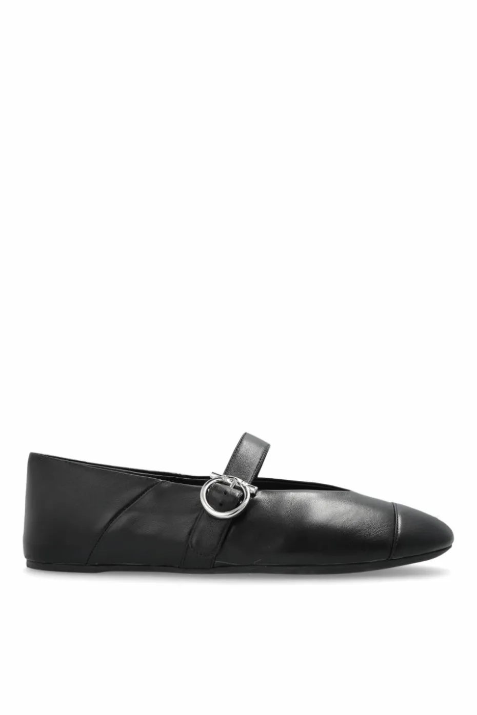 FERRAGAMO CZARNY Skórzane baleriny