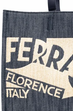 FERRAGAMO GRANATOWY Torba ‘Sign M’ typu ‘shopper’