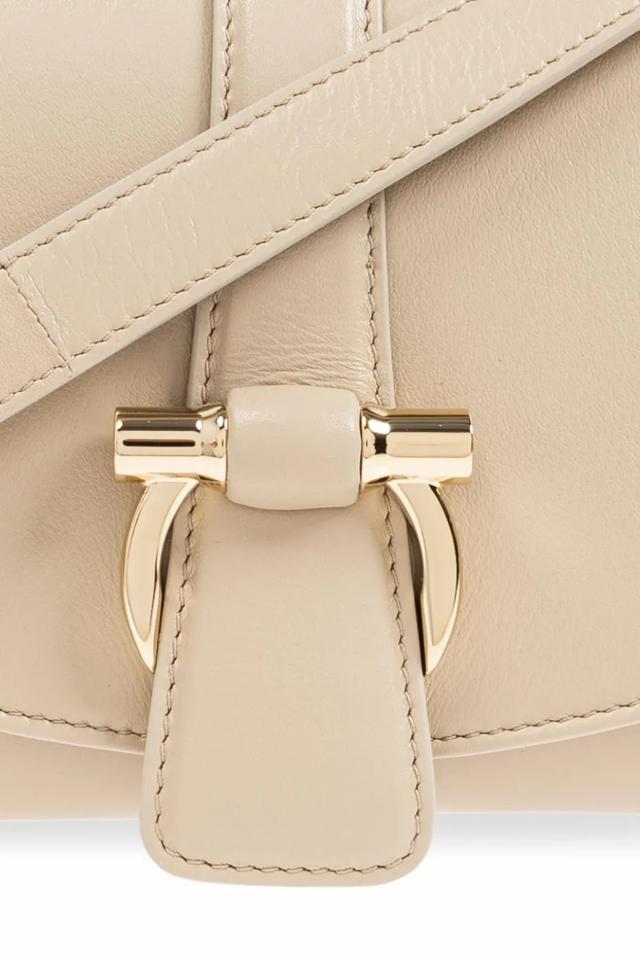 FERRAGAMO kremowy Skórzana torba na ramię