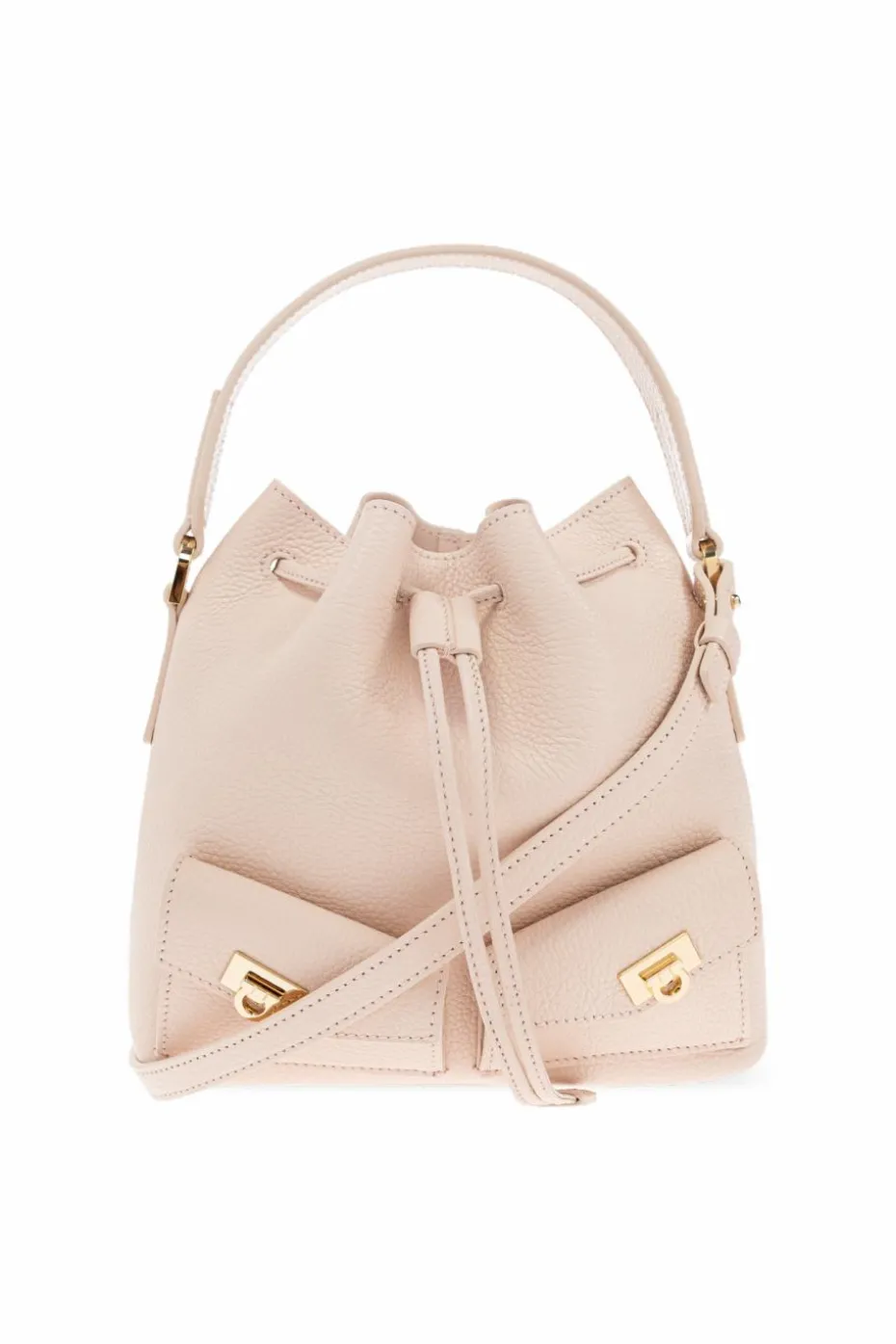 FERRAGAMO RÓŻOWY Skórzana torba na ramię typu `bucket`