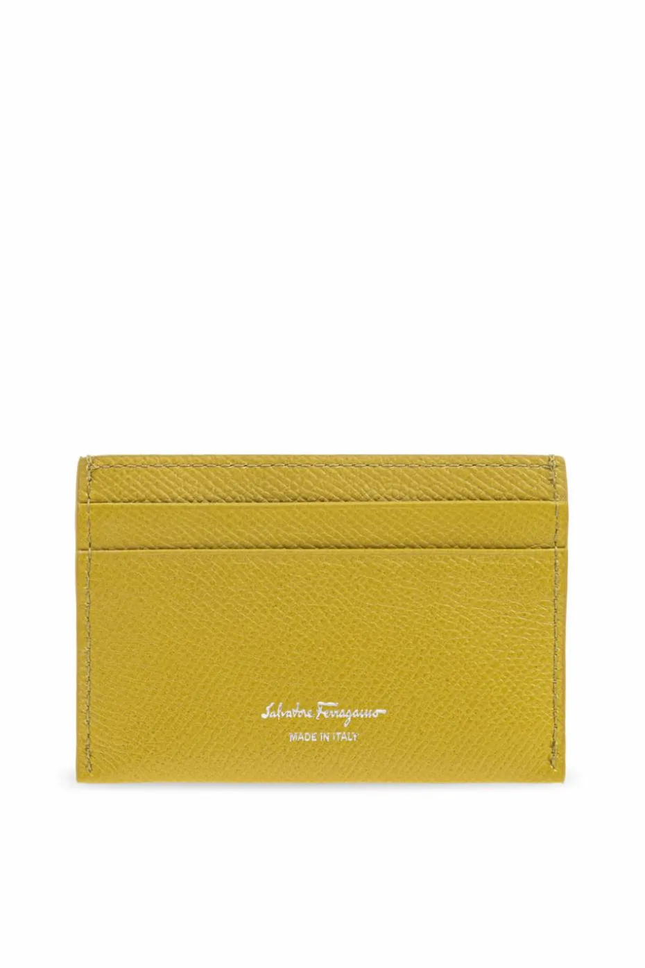 FERRAGAMO ZIELONY Etui na karty z aplikacją w kształcie logo