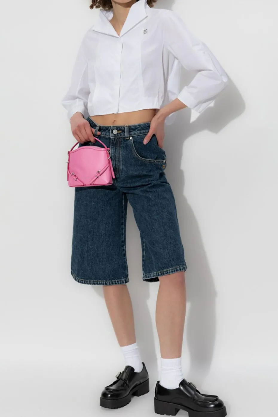 Givenchy GRANATOWY Jeansowe bermudy