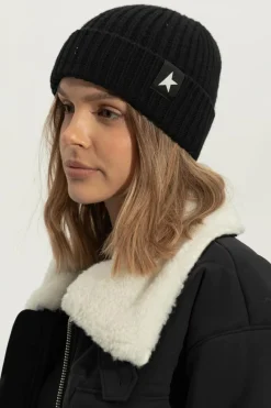 Golden Goose CZARNY Wełniana czapka z logo