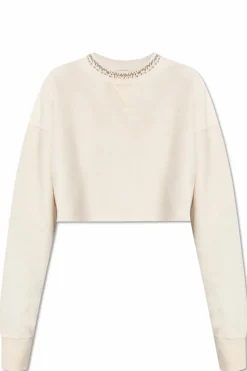 Golden Goose kremowy Krótka bluza z aplikacjami