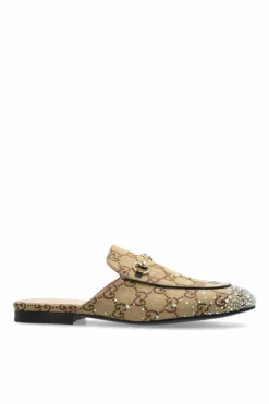 Gucci beżowy Klapki z monogramem