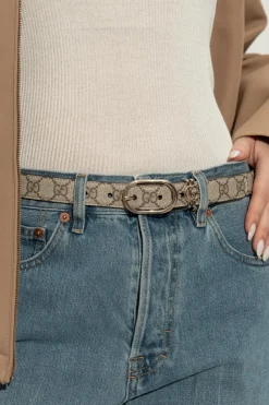 Gucci beżowy Pasek z płótna `GG Supreme`