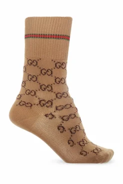 Gucci BRĄZOWY Skarpety ze wzorem z logo
