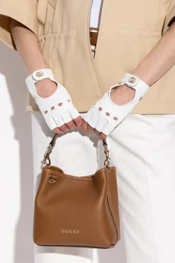 Gucci BRĄZOWY Torba do ręki `GG Emblem Mini`