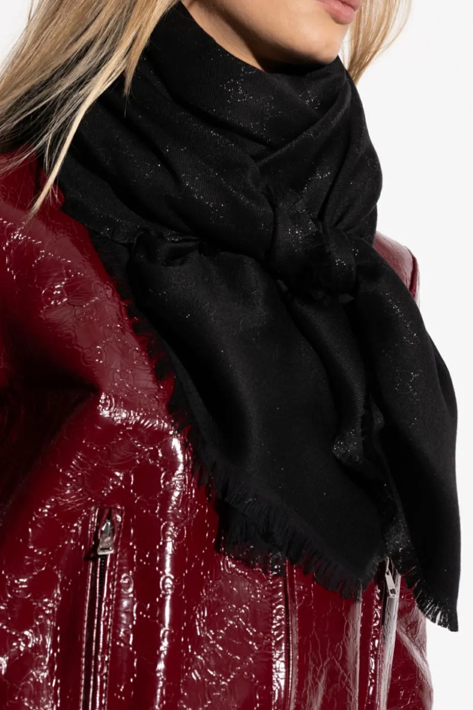 Gucci CZARNY Chusta z lureksową nicią