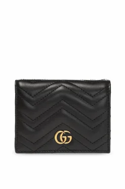 Gucci CZARNY Pikowany portfel z logo