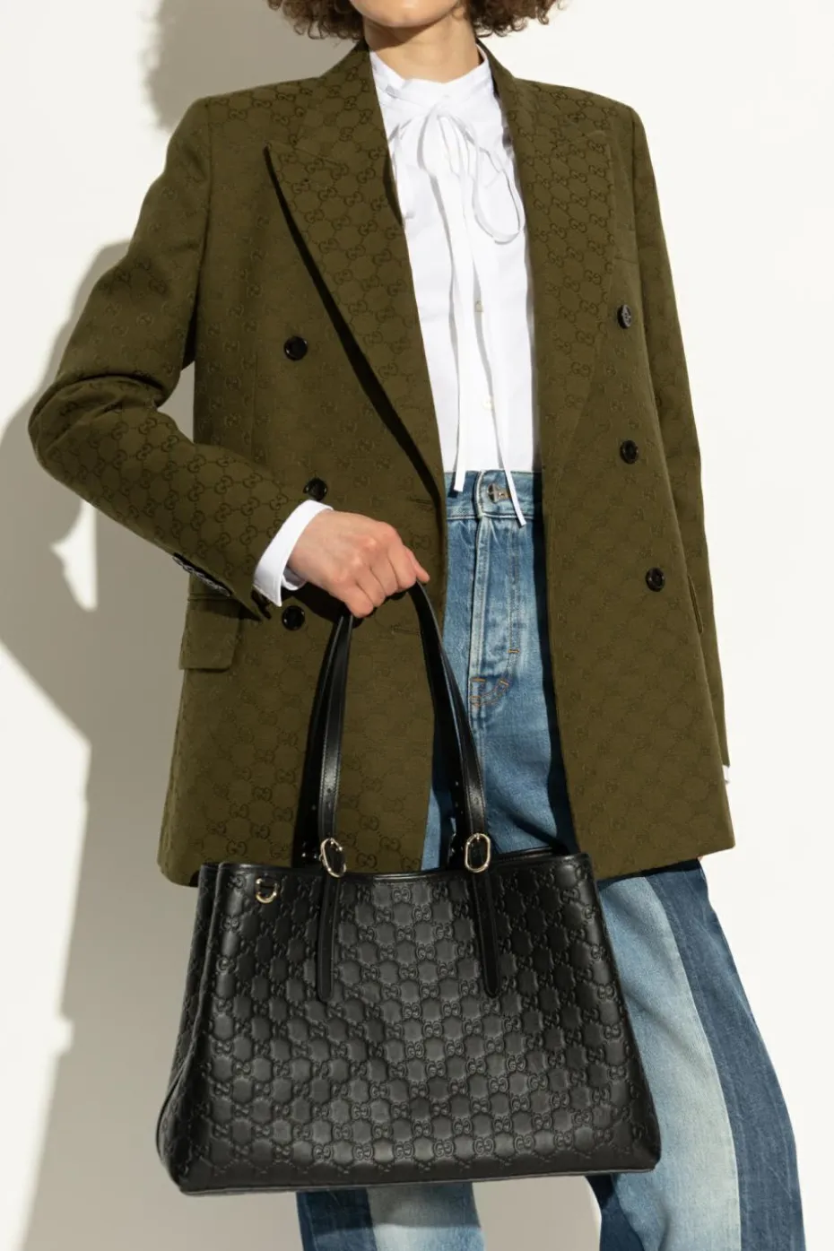 Gucci CZARNY Skórzana torba na ramię