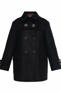 Gucci CZARNY Wełniany płaszcz