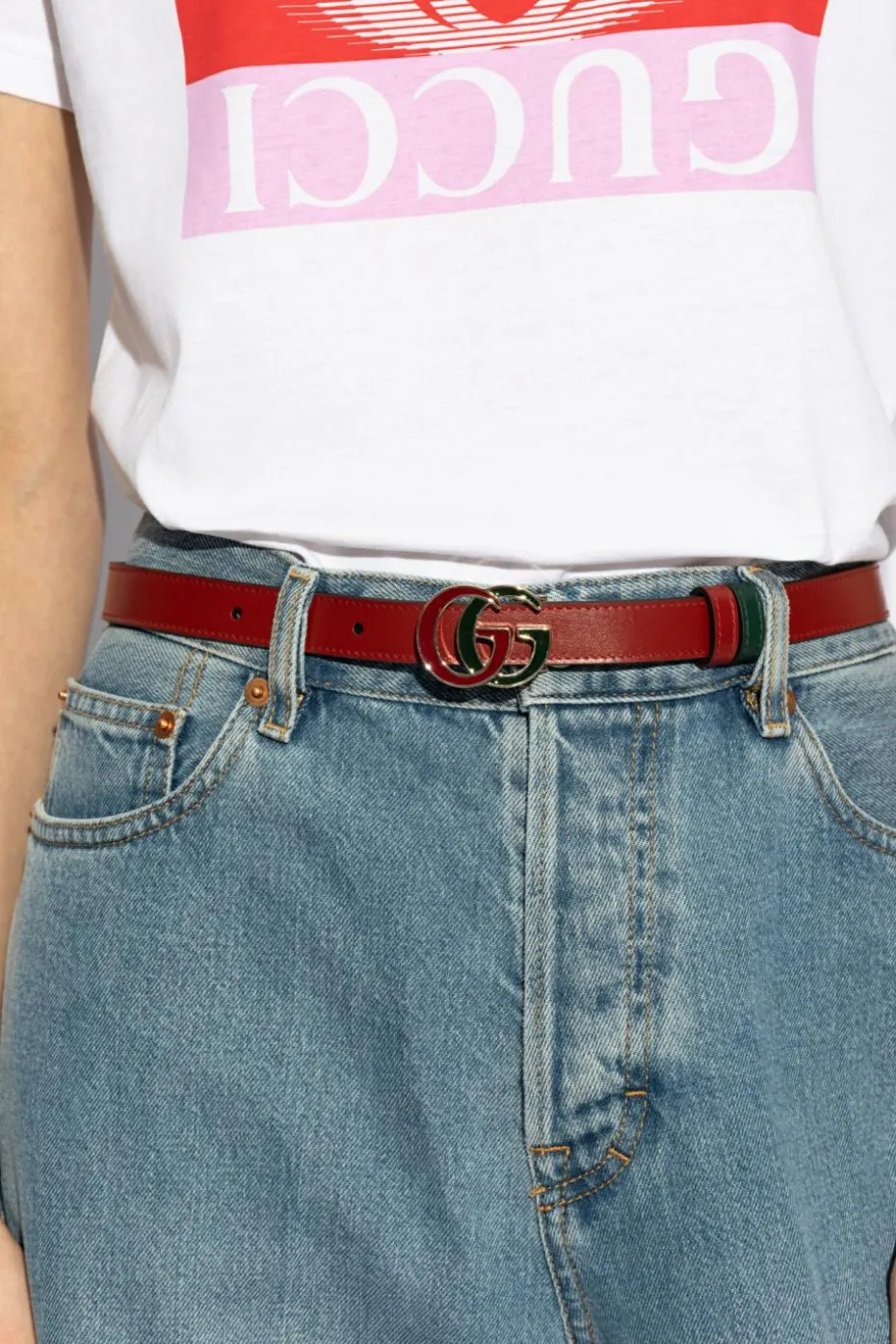 Gucci CZERWONY Dwustronny pasek