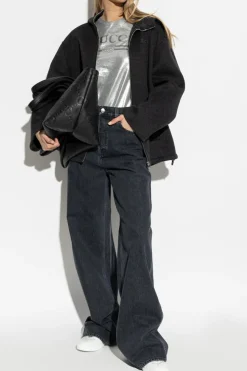 Gucci GRANATOWY Jeansy z szerokimi nogawkami