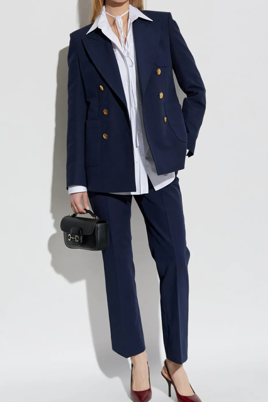 Gucci GRANATOWY Spodnie w kant