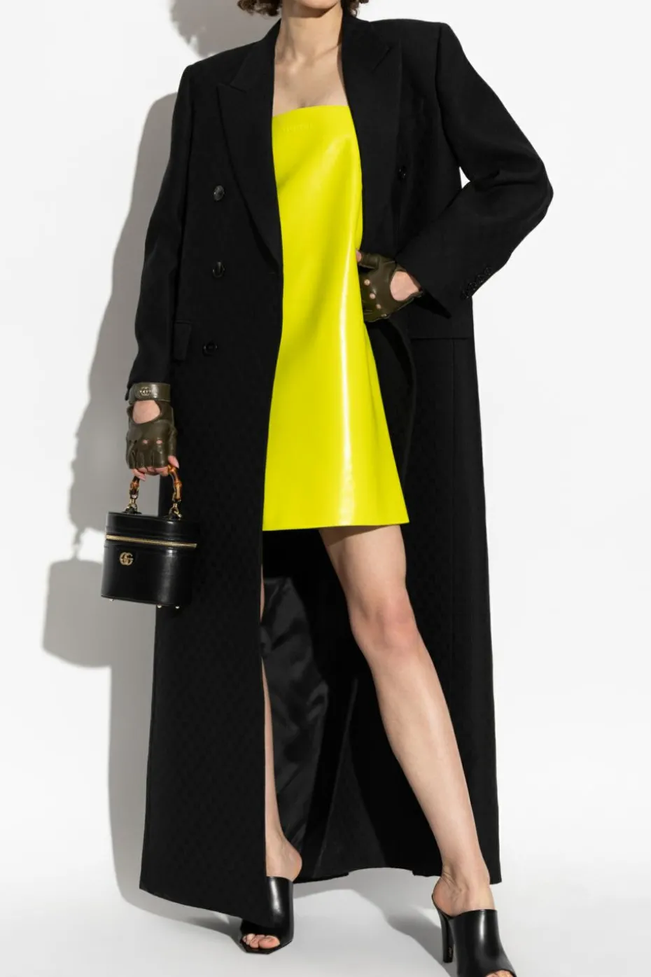 Gucci neonowy Skórzana sukienka na ramiączkach