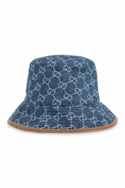 Gucci NIEBIESKI Jeansowy kapelusz ze wzorem `GG`