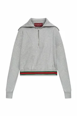 Gucci SZARY Bluza z szerokim kołnierzem