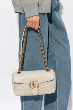 Gucci SZARY Pikowana torba na ramię ‘GG Marmont Small’