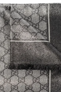 Gucci SZARY Połyskująca chusta z monogramem