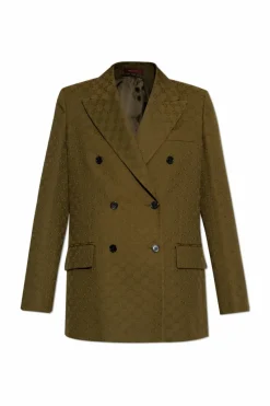 Gucci ZIELONY Dwurzędowa marynarka ze wzorem `GG`