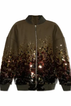 Gucci ZIELONY Wełniana kurtka typu `bomber`