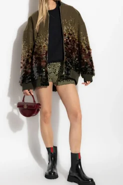 Gucci ZIELONY Wełniana kurtka typu `bomber`
