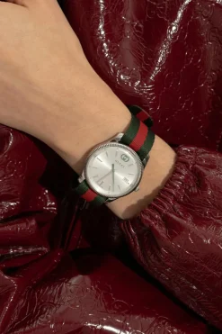 Gucci ZIELONY Zegarek z paskiem `Web`