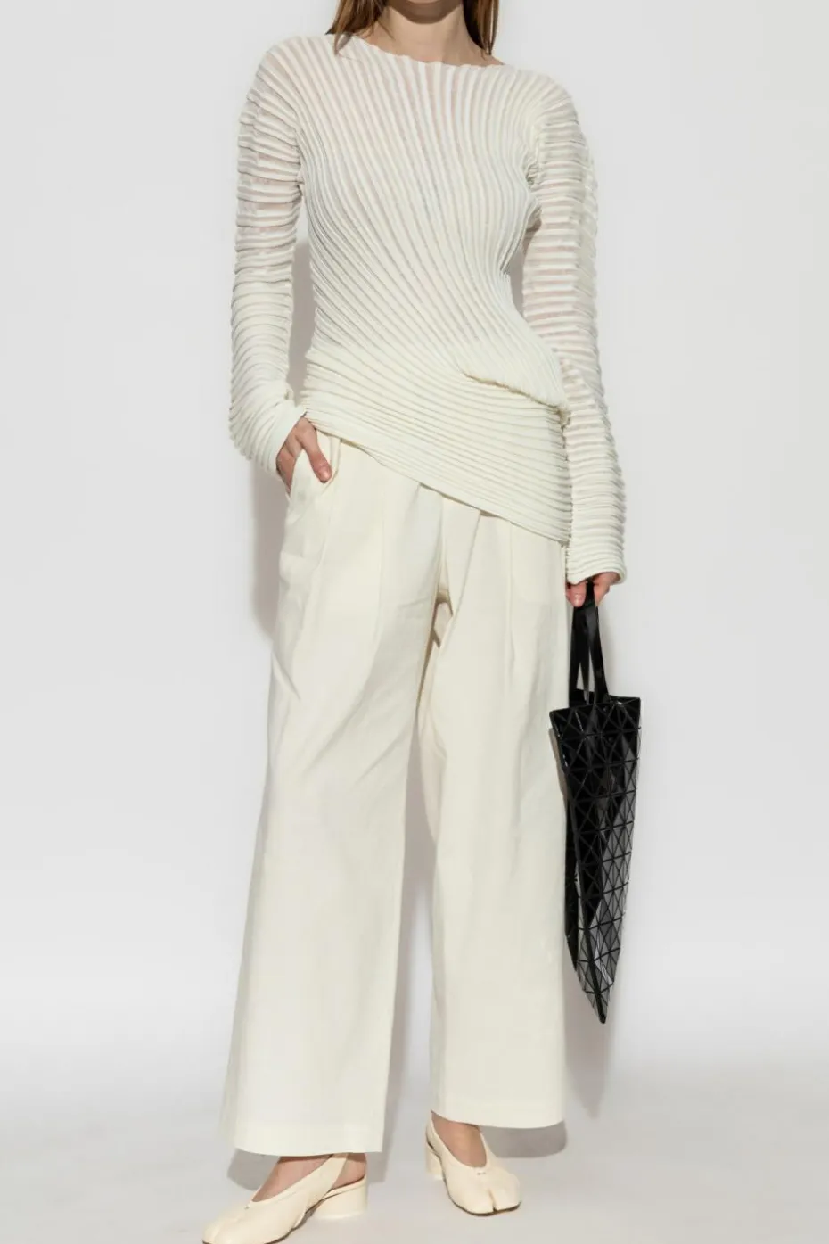Issey Miyake kremowy Plisowany top