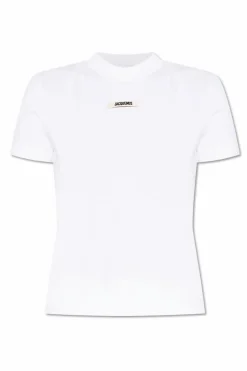Jacquemus BIAŁY T-shirt z naszywką z logo