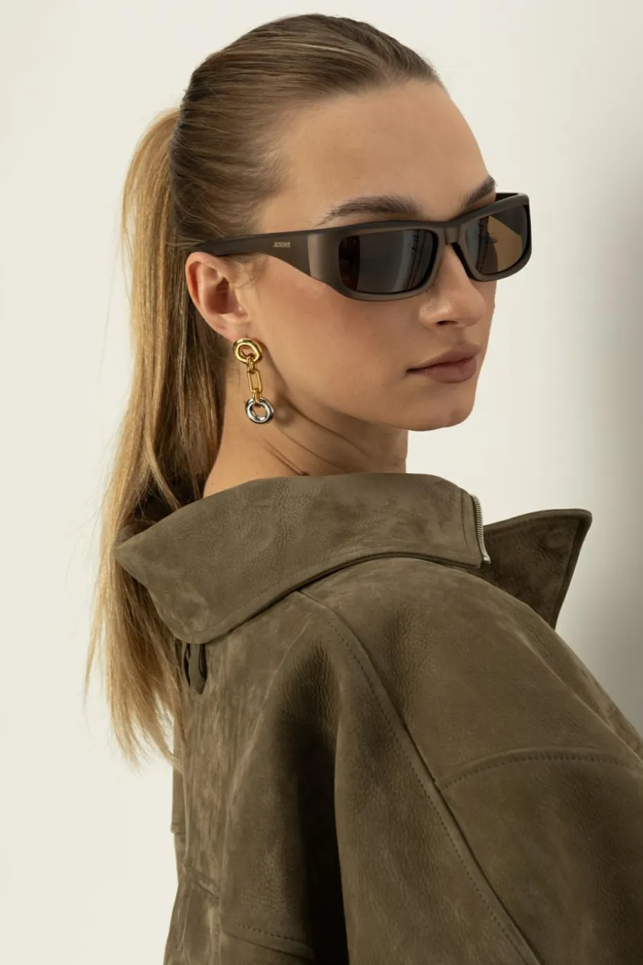 Jacquemus BRĄZOWY Okulary przeciwsłoneczne