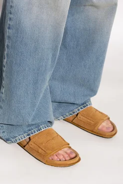 Jacquemus BRĄZOWY Skórzane klapki