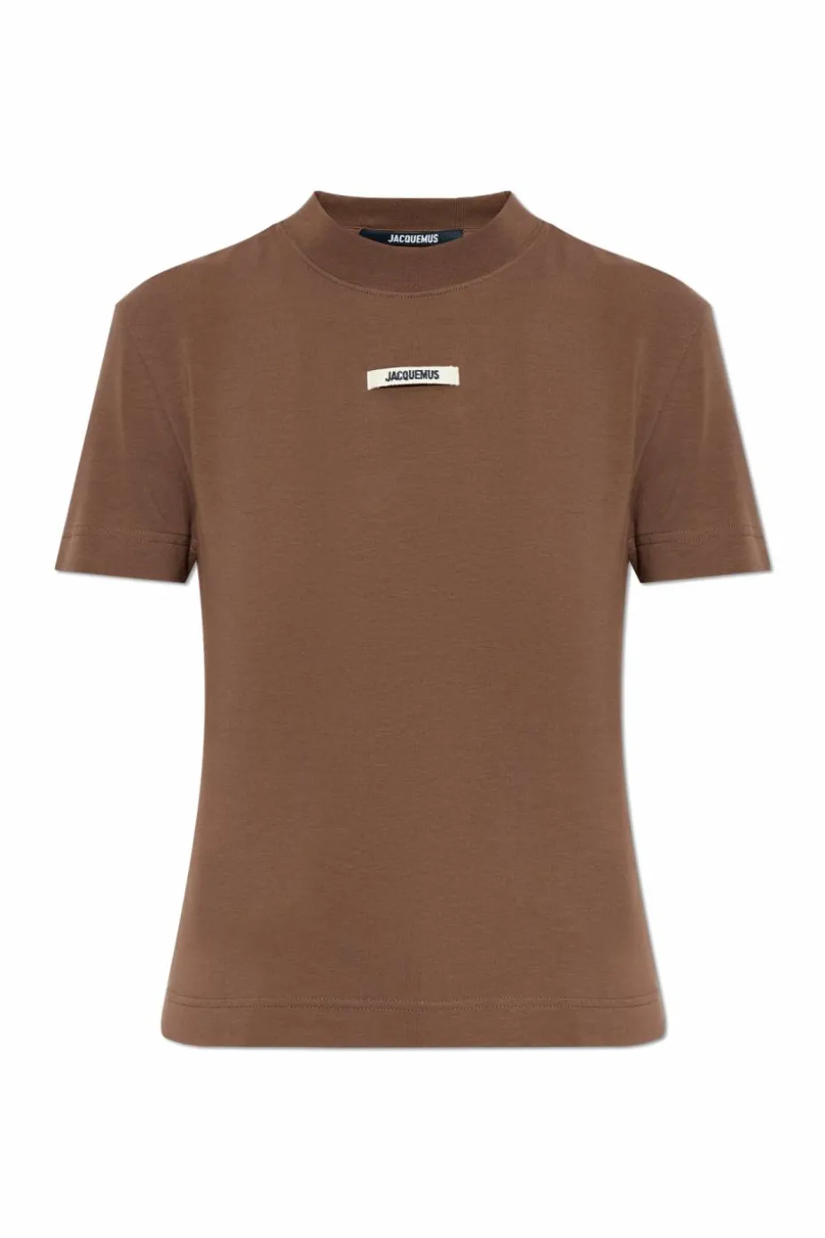 Jacquemus BRĄZOWY T-shirt z naszywką z logo