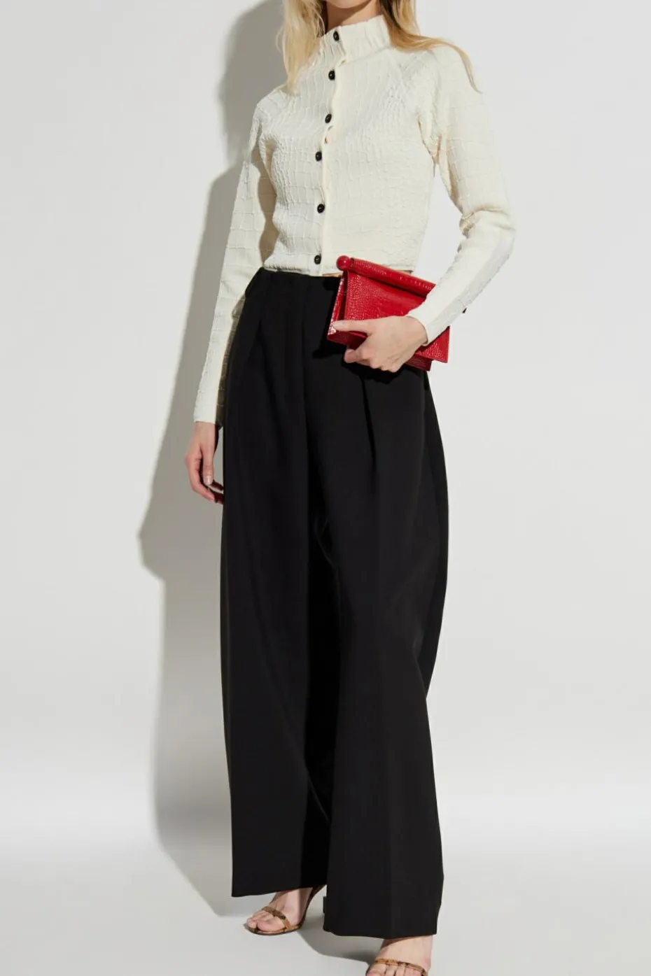Jacquemus kremowy Kardigan ze stójką