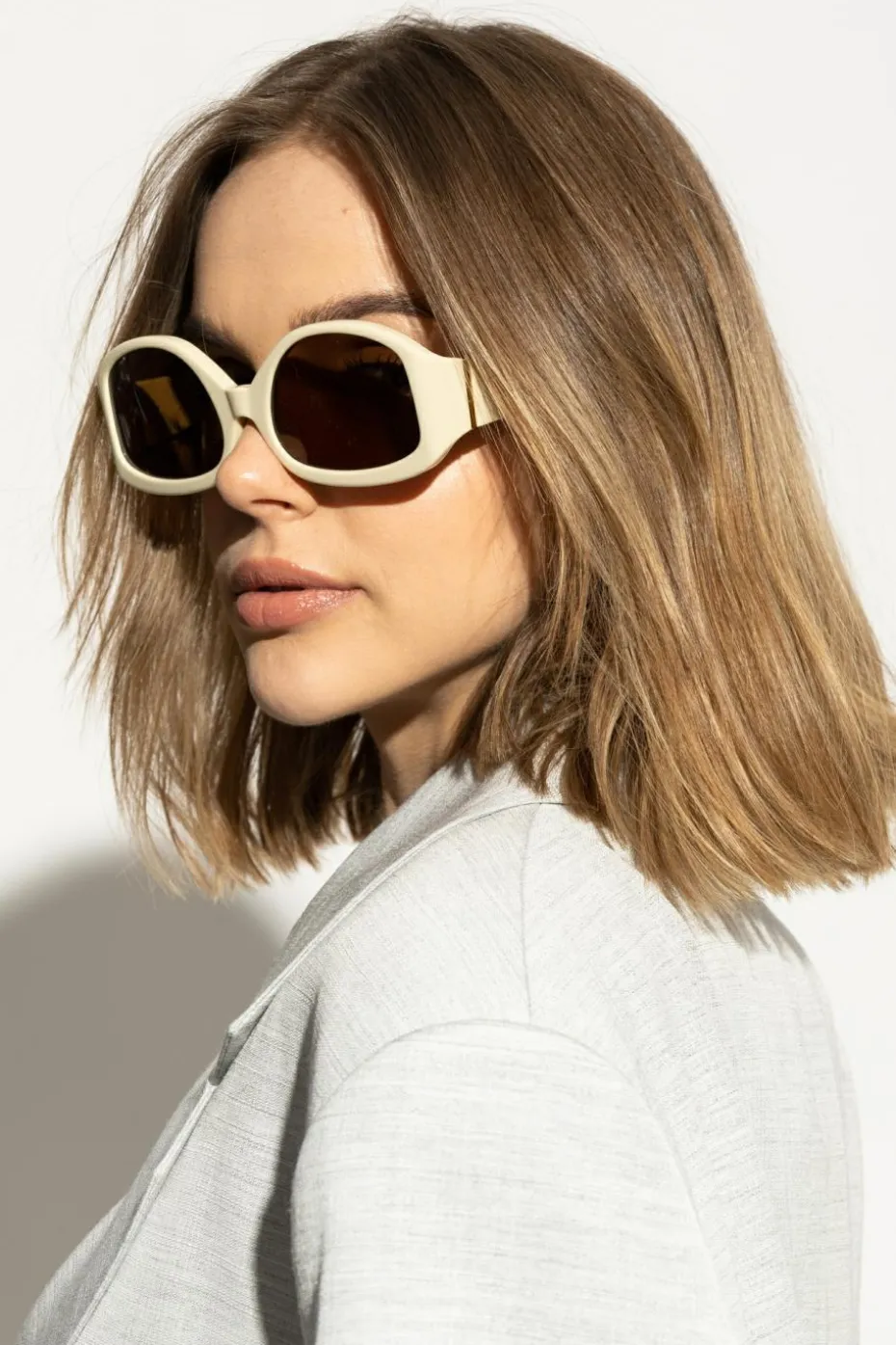 Jacquemus kremowy Okulary przeciwsłoneczne