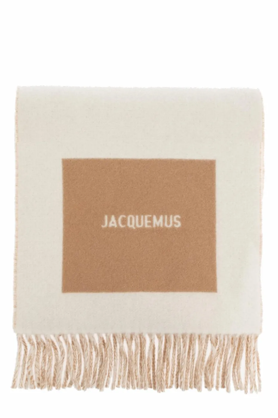 Jacquemus kremowy Wełniany szal z logo