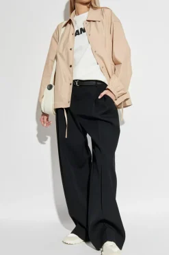 JIL SANDER beżowy Bawełniana kurtka o luźnym kroju