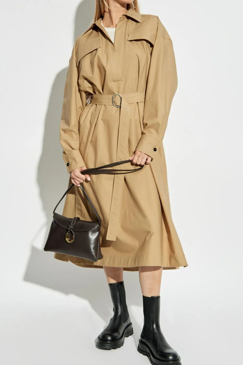 JIL SANDER+ beżowy Sukienka z pasem