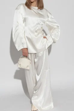 JIL SANDER BIAŁY Połyskujący top