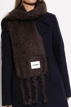 JIL SANDER+ BRĄZOWY Moherowy szal
