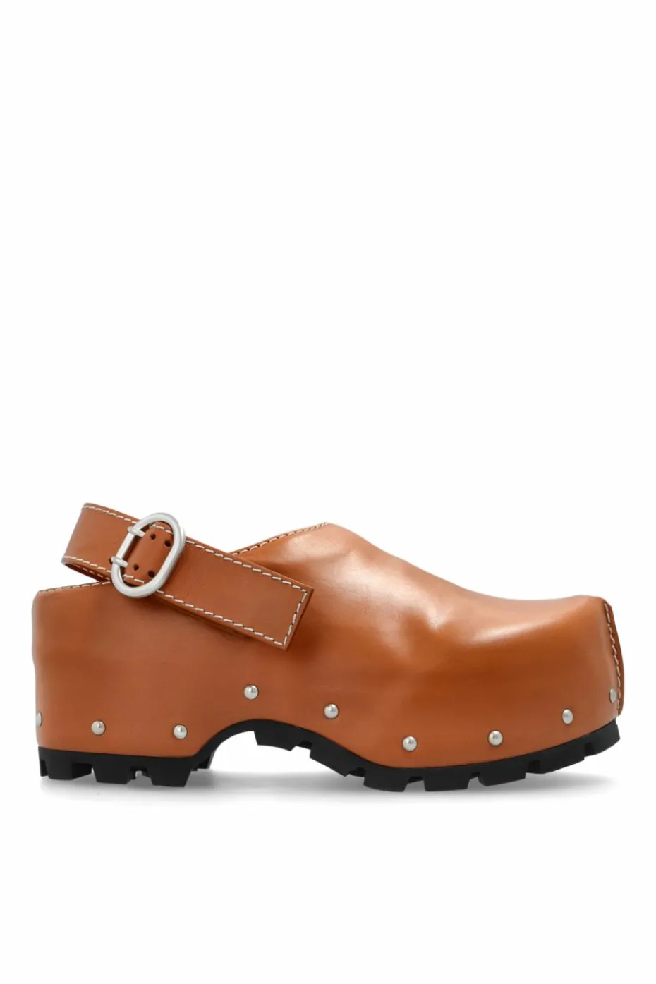 JIL SANDER+ BRĄZOWY Skórzane chodaki