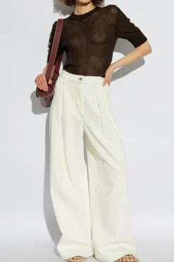 JIL SANDER+ BRĄZOWY Top z wyszytym logo