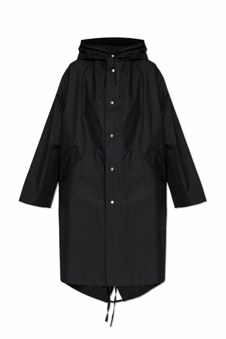 JIL SANDER CZARNY Bawełniana parka z kapturem