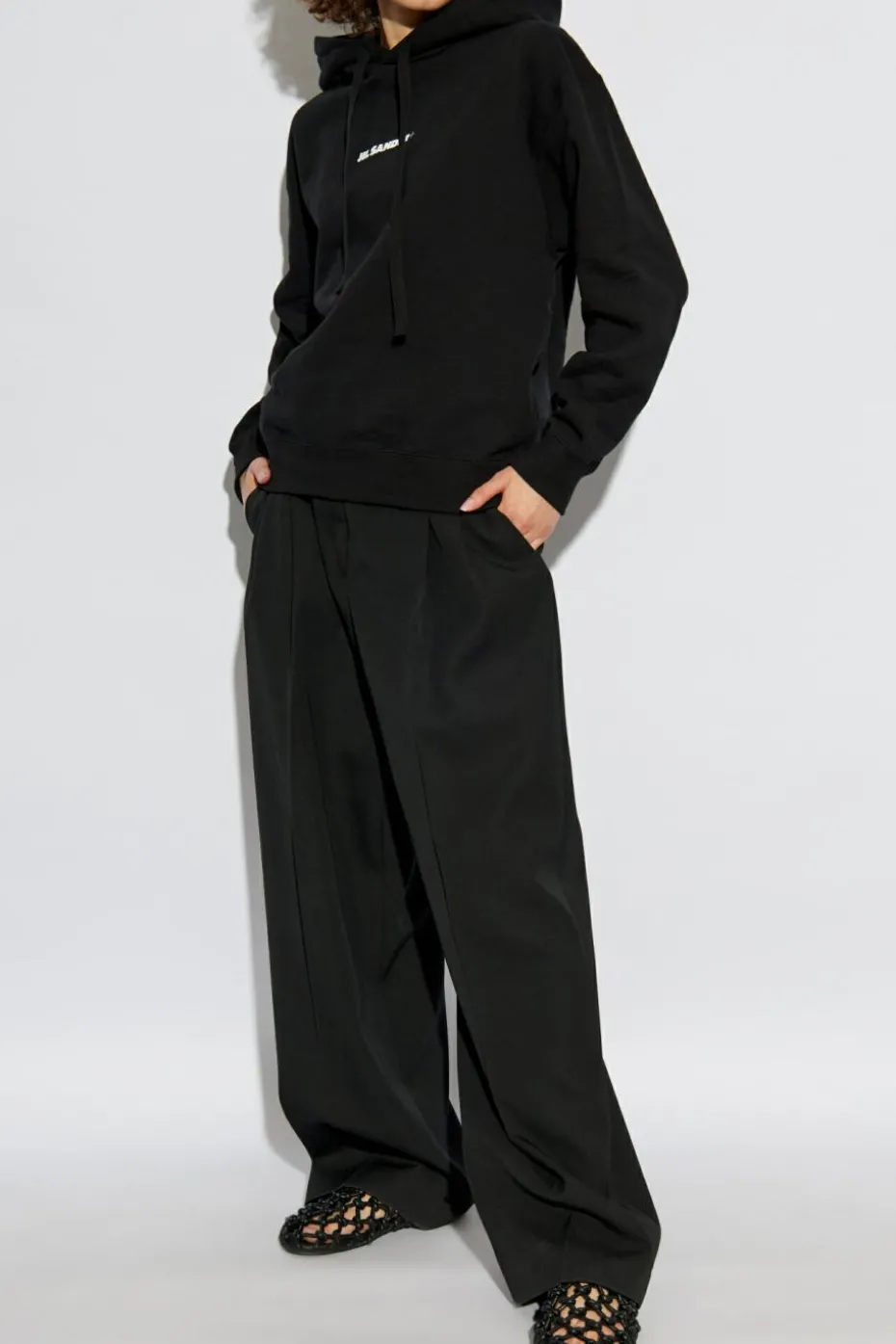 JIL SANDER+ CZARNY Bluza z kapturem