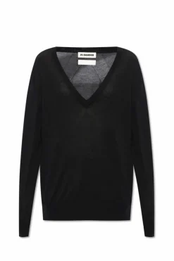 JIL SANDER CZARNY Kaszmirowy sweter