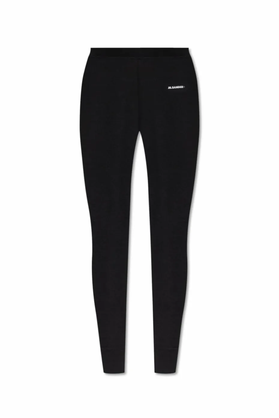 JIL SANDER+ CZARNY Legginsy z wełnianym wykończeniem