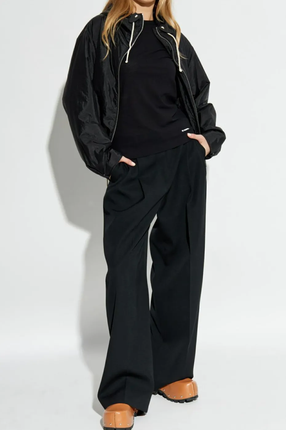 JIL SANDER+ CZARNY Ocieplana kurtka