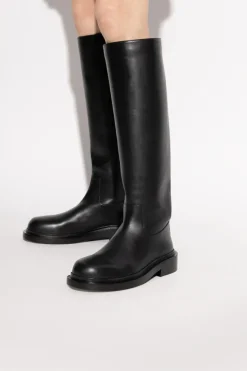 JIL SANDER CZARNY Skórzane kozaki
